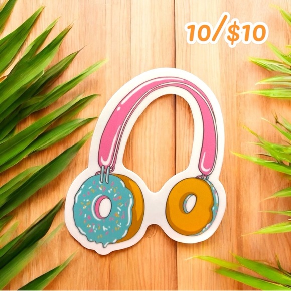 10 / $10 - Donut Headphones Vinyl Sticker - Music / Retro - Picture 1 of 1